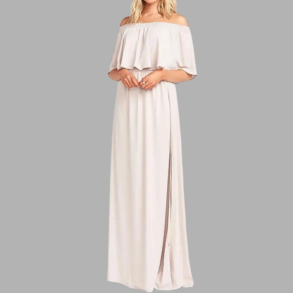 NWT SHOW ME YOUR MUMU Lined Crepe Versatile HACIENDA MAXI Dress White Sz M